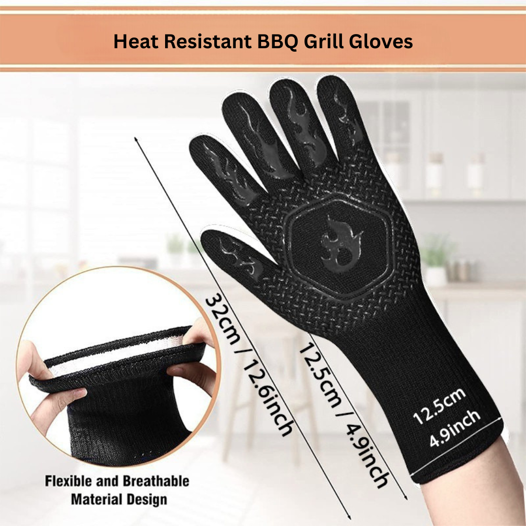 Heat Resistant BBQ Grill Gloves Silicone Non Slip Oven Mitts