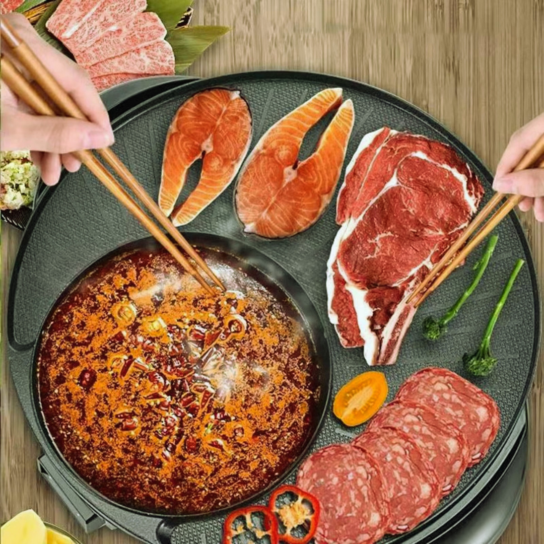 Electric Korean BBQ Grill Hot Pot 2in1 Non Stick Cooker