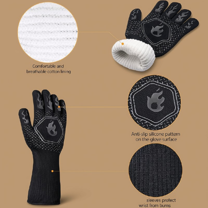 Heat Resistant BBQ Grill Gloves Silicone Non Slip Oven Mitts