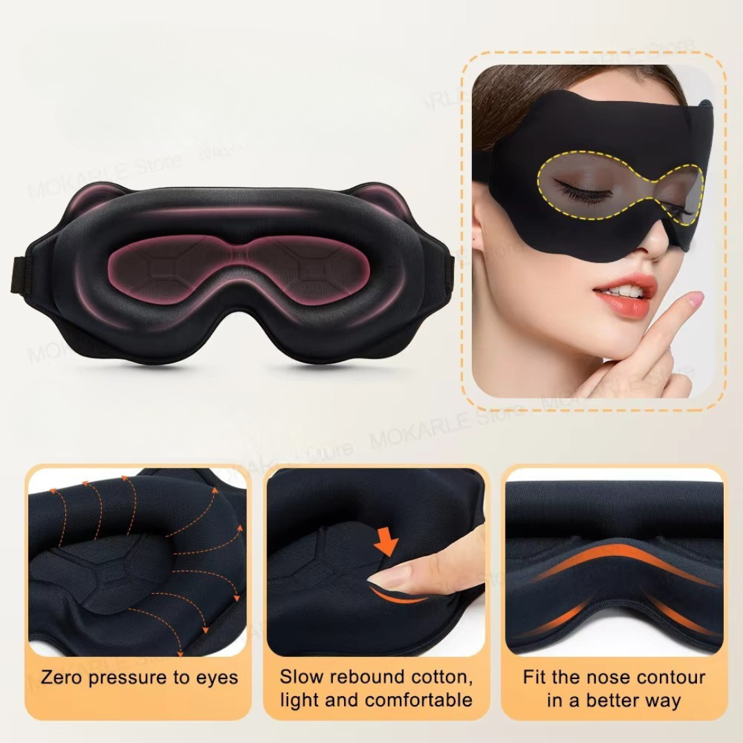 3D Sleep Eye Mask Light Blocking Travel Blindfold Adjustable Soft Eyeshade