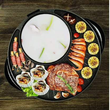 Electric Korean BBQ Grill Hot Pot 2in1 Non Stick Cooker
