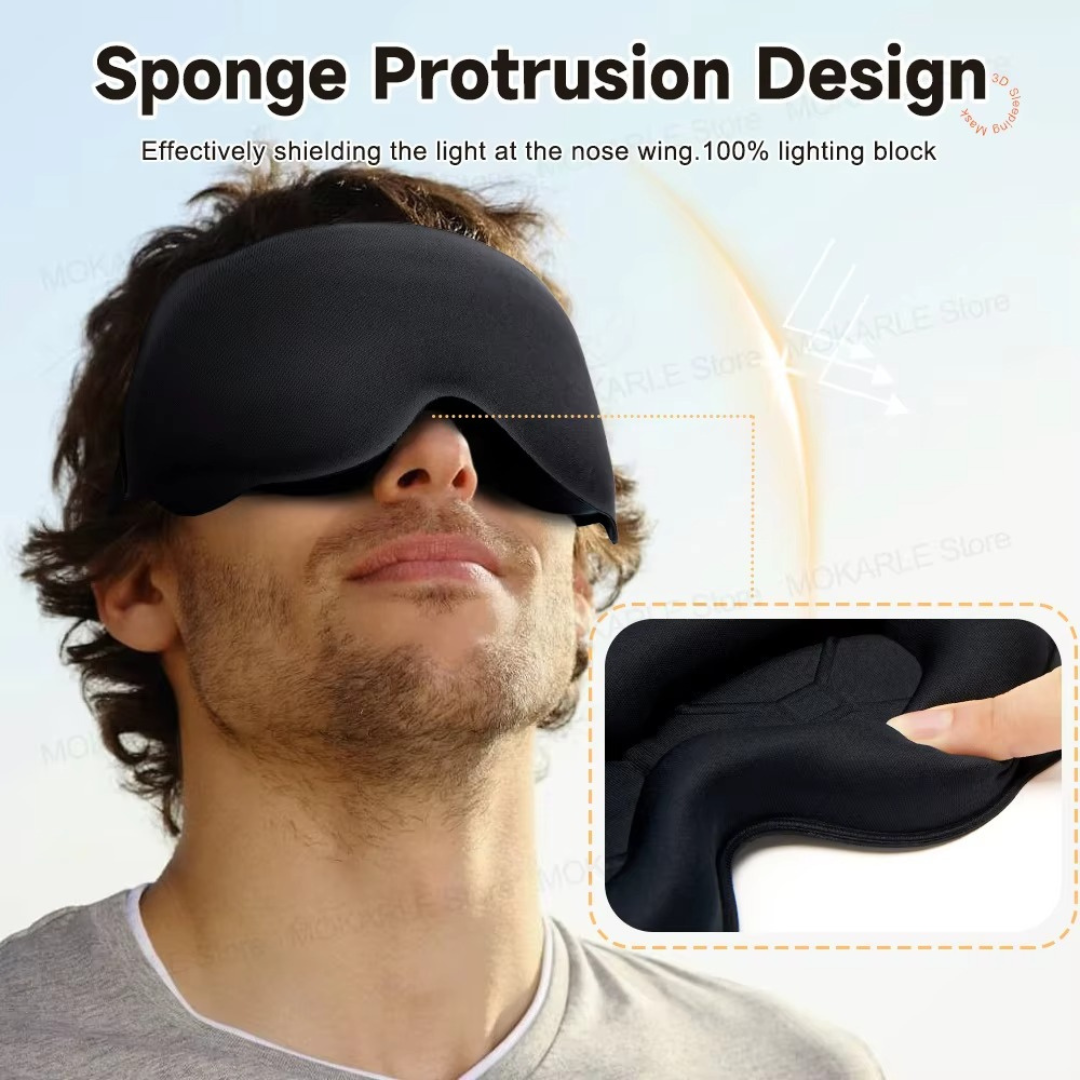 3D Sleep Eye Mask Light Blocking Travel Blindfold Adjustable Soft Eyeshade