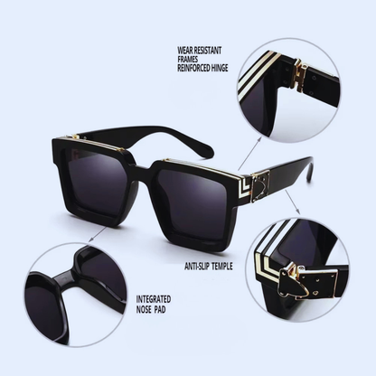 Square Retro Sunglasses Unisex Polycarbonate Frame