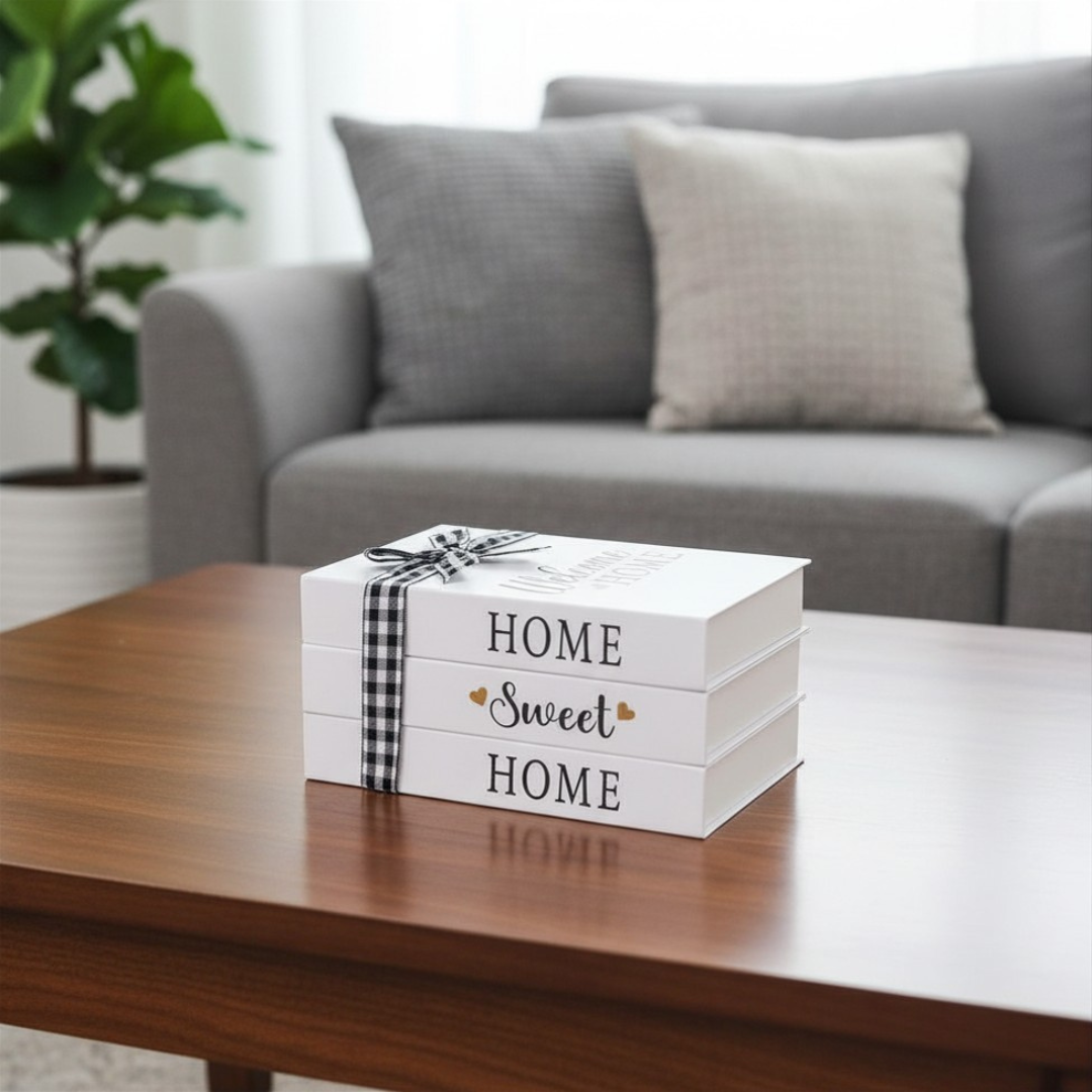 Decorative Faux Book Stack Set Farmhouse Bookshelf & Coffee Table Décor