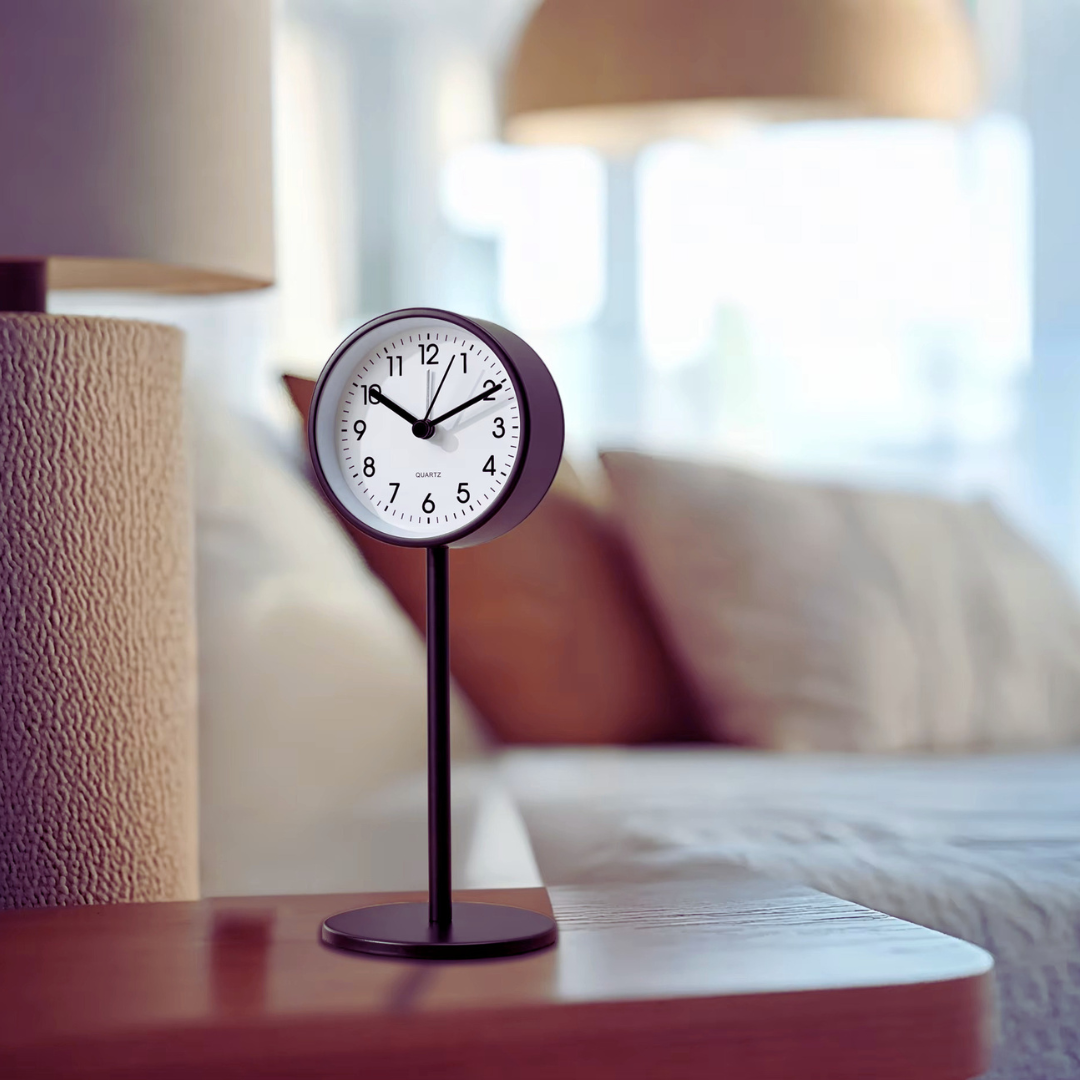 Metal Desk Alarm Clock Retro Pedestal 8.4"/21cm