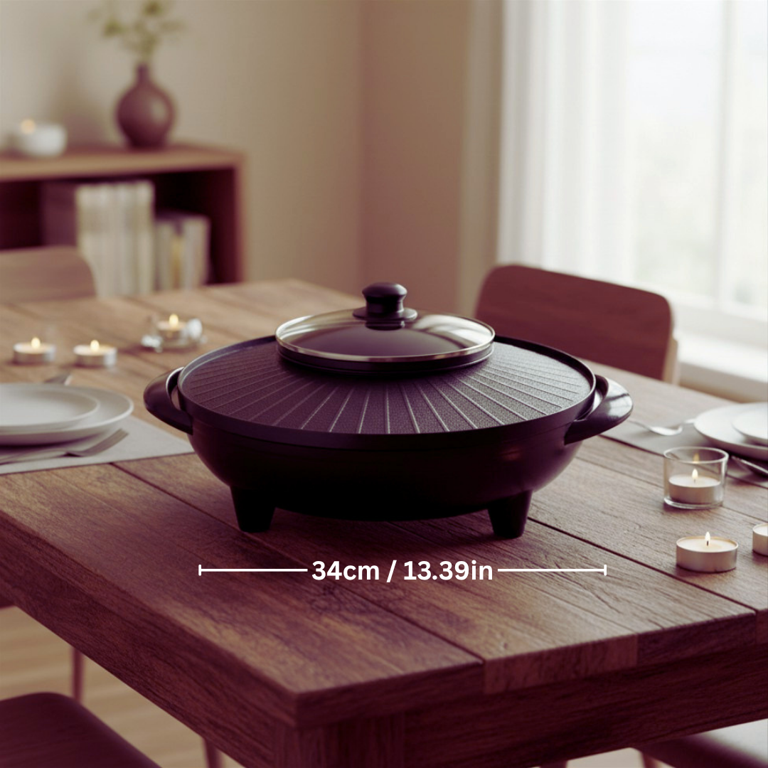 Electric Korean BBQ Grill Hot Pot 2in1 Non Stick Cooker