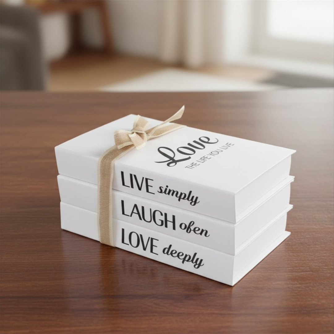 Decorative Faux Book Stack Set Farmhouse Bookshelf & Coffee Table Décor