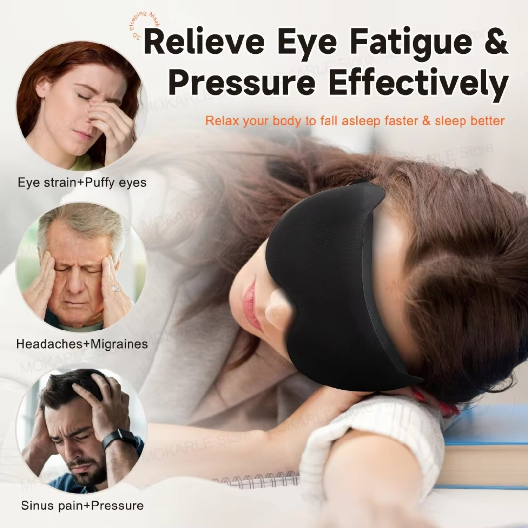 3D Sleep Eye Mask Light Blocking Travel Blindfold Adjustable Soft Eyeshade