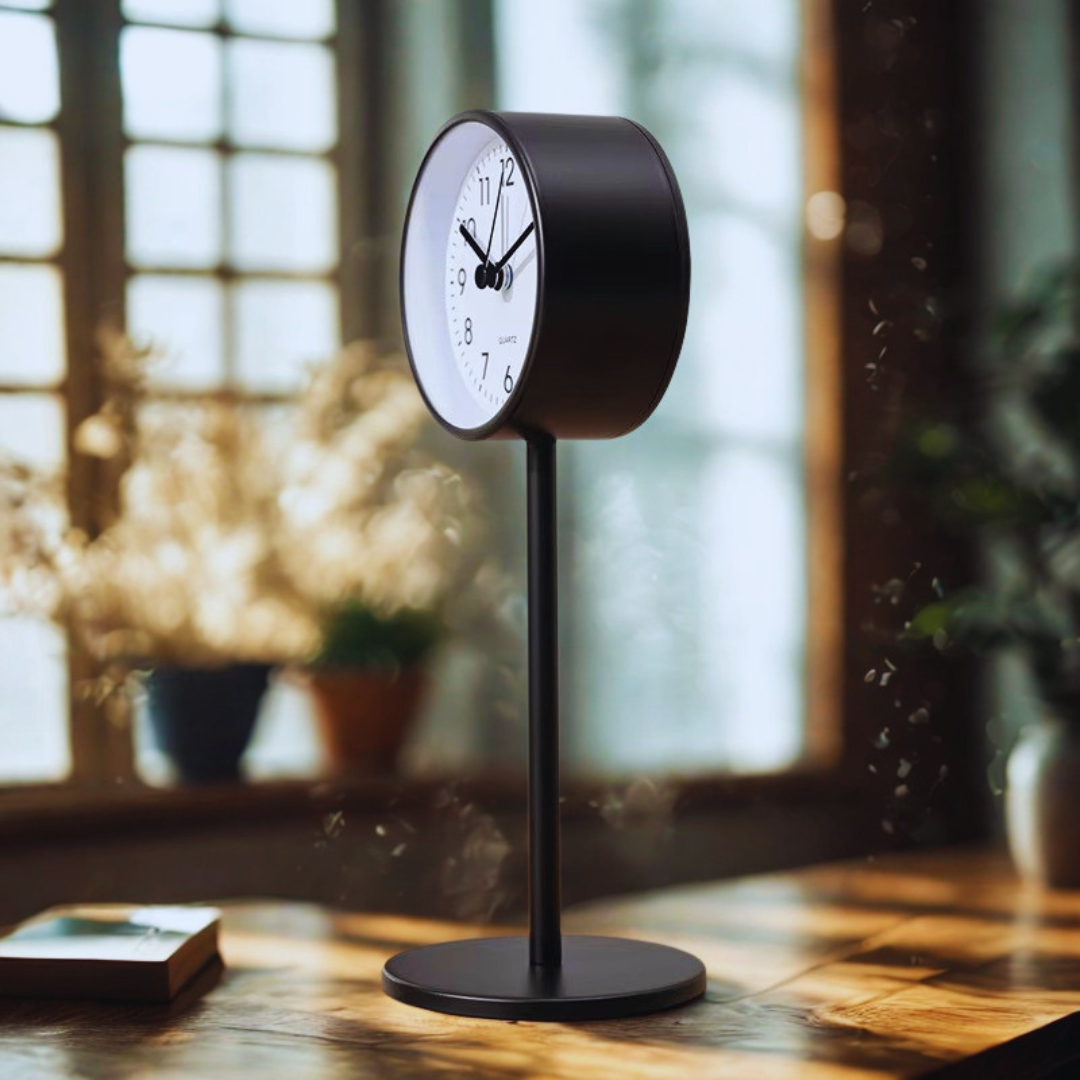 Metal Desk Alarm Clock Retro Pedestal 8.4"/21cm