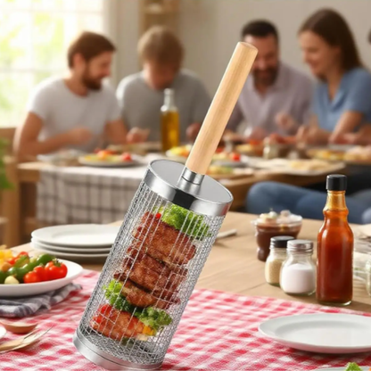 Stainless Steel Rolling BBQ Grill Basket