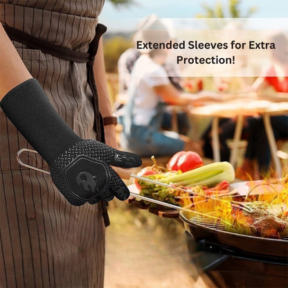 Heat Resistant BBQ Grill Gloves Silicone Non Slip Oven Mitts