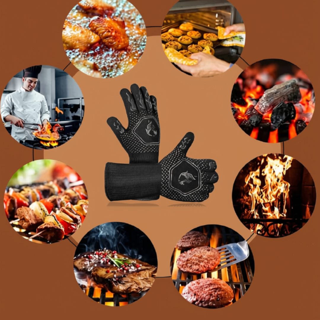Heat Resistant BBQ Grill Gloves Silicone Non Slip Oven Mitts