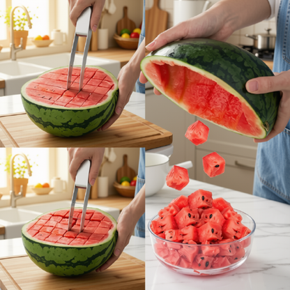 Stainless Steel Watermelon Cutter & Fruit Cube Slicer
