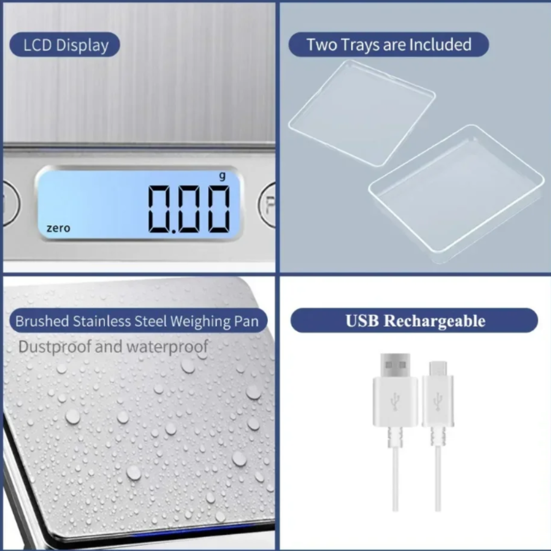 Digital Kitchen Scale USB Rechargeable Precision Weight