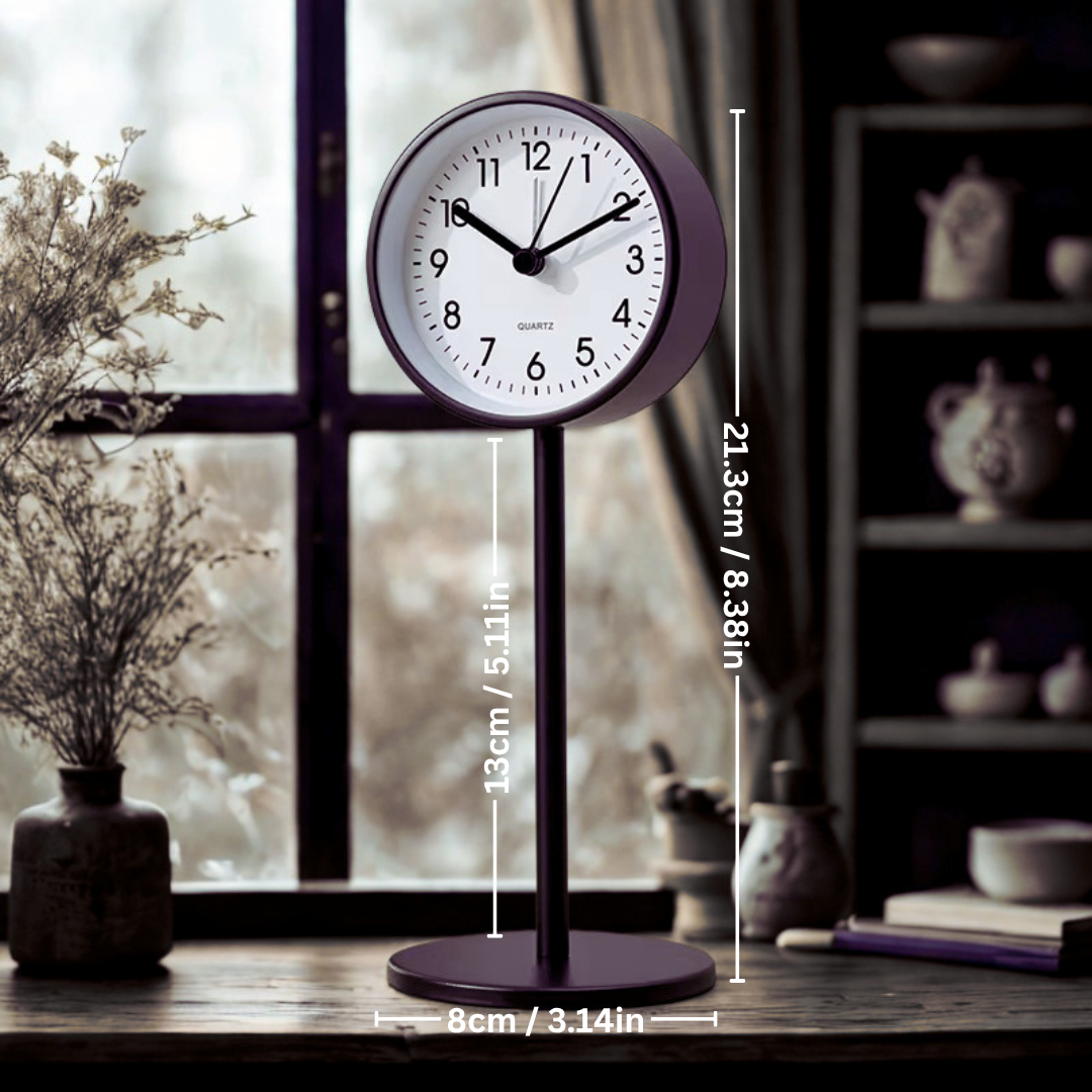 Metal Desk Alarm Clock Retro Pedestal 8.4"/21cm