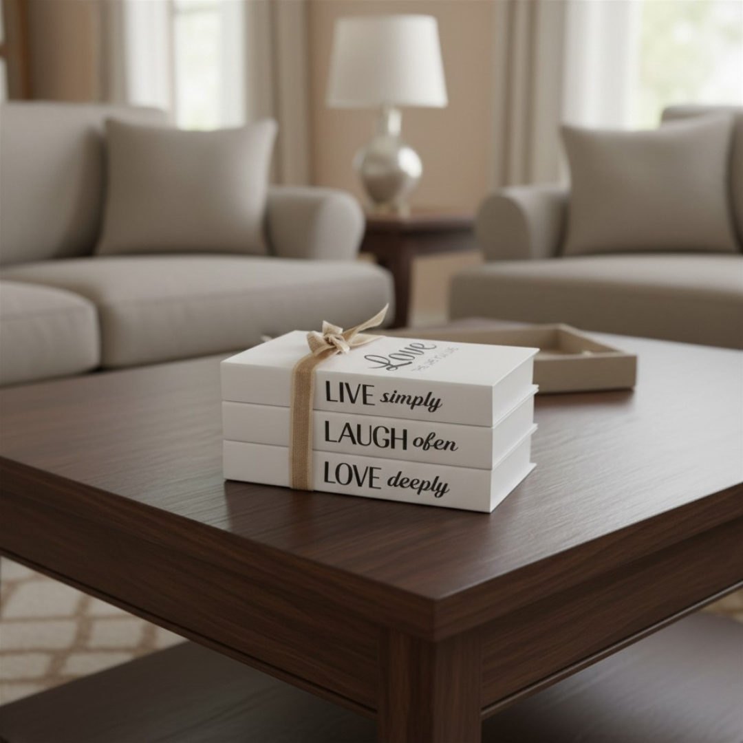 Decorative Faux Book Stack Set Farmhouse Bookshelf & Coffee Table Décor