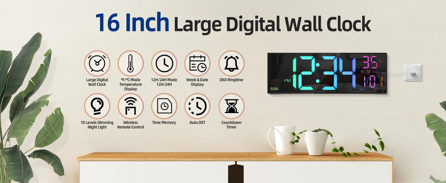Remote Control Digital Wall Clock