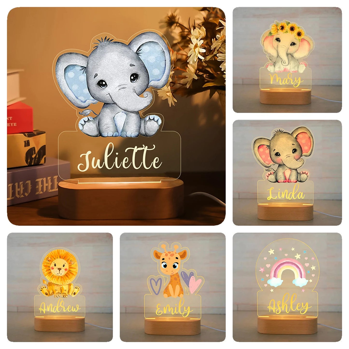 Personalised Children Animal Night Light